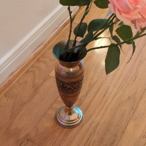 Elegant Gold Vase with Floral Design